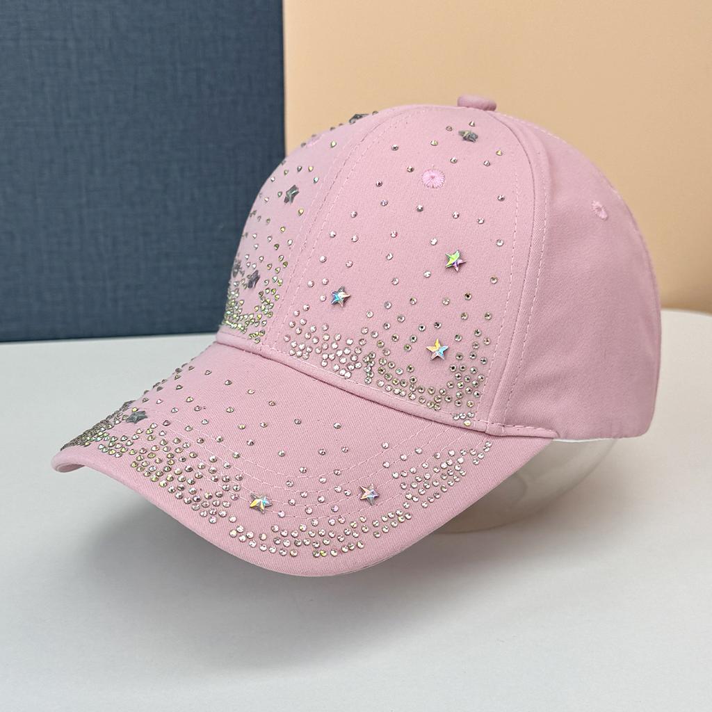 Spring and summer gypsy star rhinestone hat can be worn in all seasons, fashionable and simple baseball cap, female travel show face small cap