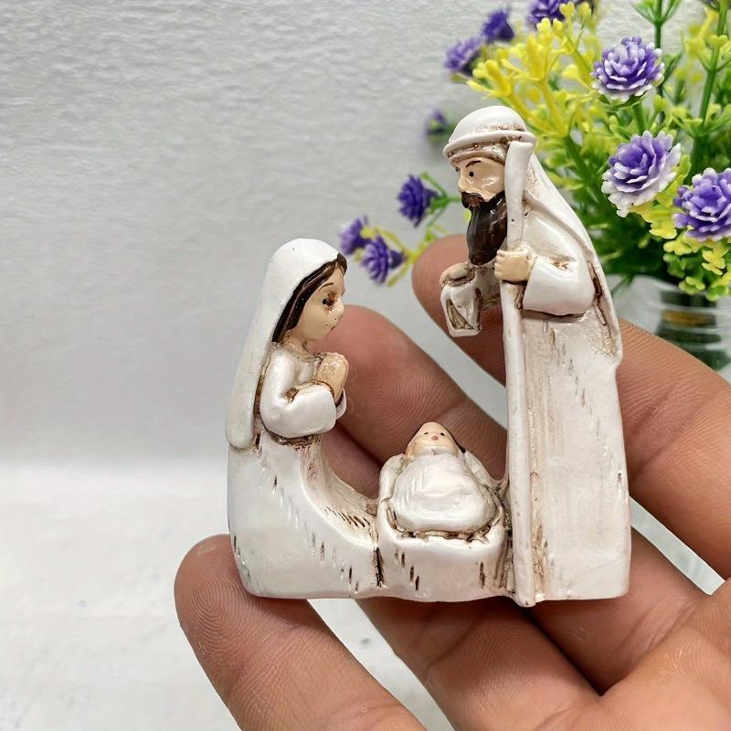 Resin Nativity Set Adorable Desktop Display for Christmas Easter Hanukkah Thanksgiving and Father's Day