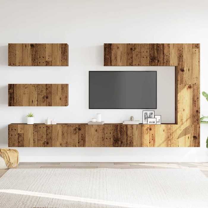VidaXL Wall-Mounted TV Unit Set 7 Pcs Old Wood Engineered Wood 3329139
