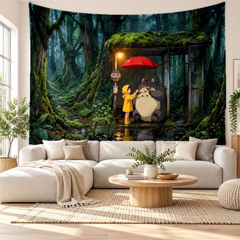 Mein Nachbar Totoro Wandteppich Heimdeko Hängendes Tuch Kunst Hintergrundteppich für Schlafzimmer 100cmx150cm gray