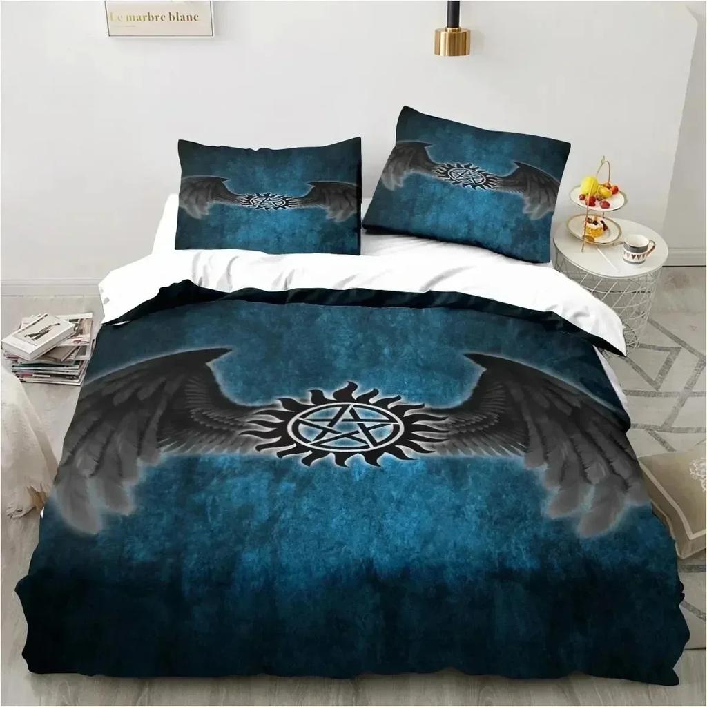 3D Print Supernatural Logo Bedding Set Duvet Cover Bed Set Quilt Cover Pillowcase Queen Size Boys Adult Bedding Set