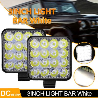 48W 16-LED Work Light Bar Floodlight Car ATV Off-Road Driving Fog Lamp Car Work Light and Mounting Bracket Aluminum Alloy 6000K