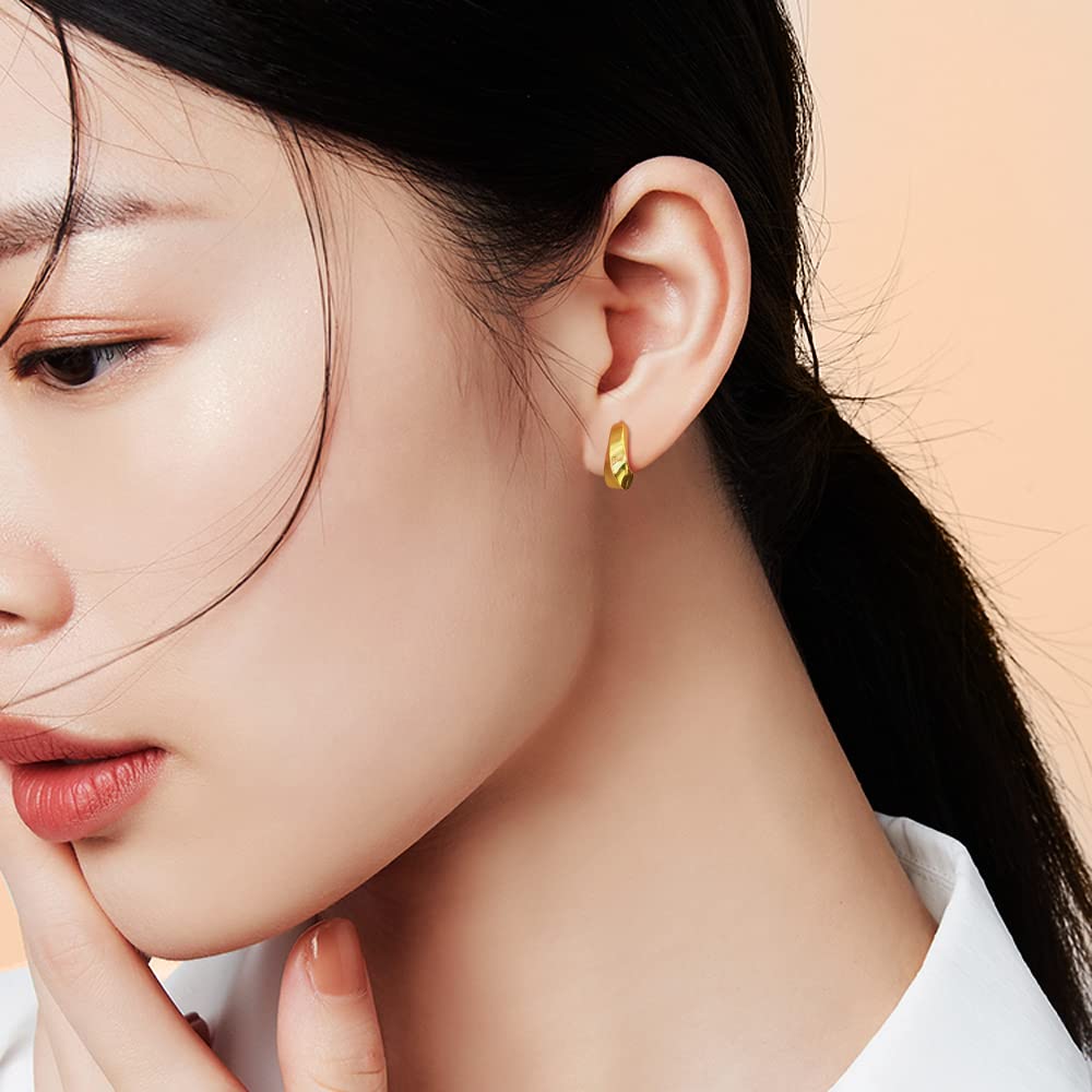 Ohrringe aus 18 Karat Gold für Creolen für jeden Tag für die für für Neu für Frauen in ihrem und für Schmuck FH.bird Frauen, hypoallergen, Ohrringe, Gold, klein,