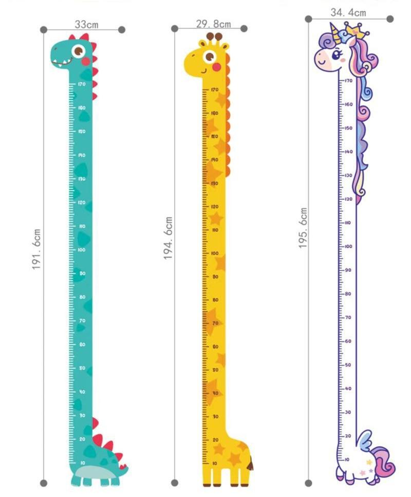 Cartoon Cute Height Stickers Unicorn Dinosaur Giraffe Wall Height Measuring Scale Stickers Children's Room Decoration