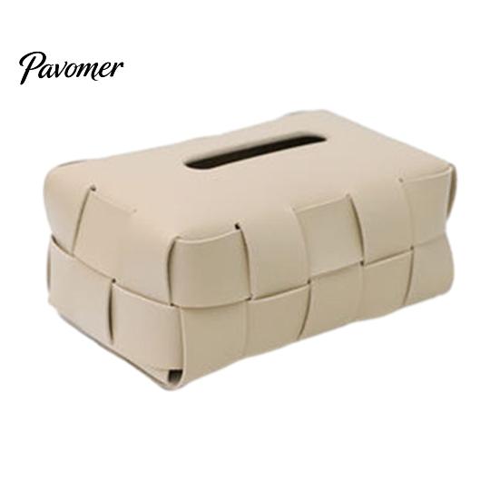 Artificial Leather Tissue Box Checkered Box, with Flip-Open Top, PU Holder, Durable Case Stain-Proof Facial Dispenser, for Bathroom Car Bedroom