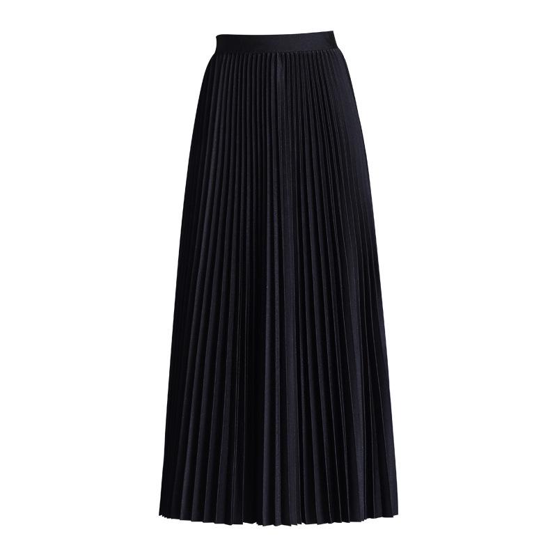 Plisowana spódnica A-line długa z gumką w pasie - Wszechstronny koreański styl - Wiosna-Lato 2026