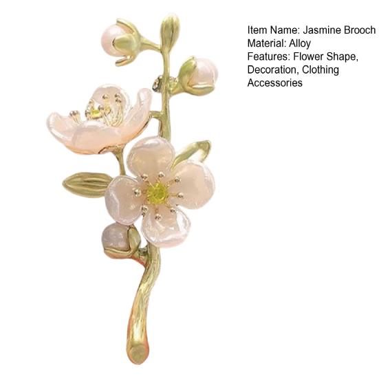 Jasmine Brooch Faux Pearl Petal Flower Lapel Pin Sweater Cardigan Coat Business