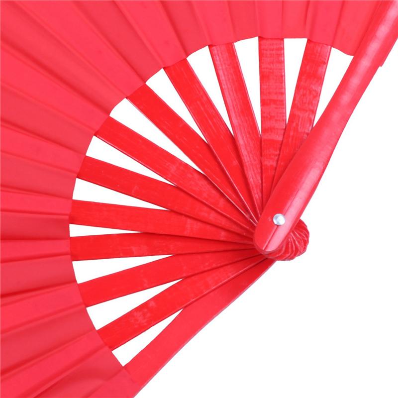 ABBY-4X Bamboo Structure Of Kung Fu Tai Chi Wushu Martial Arts Hand Fan Red