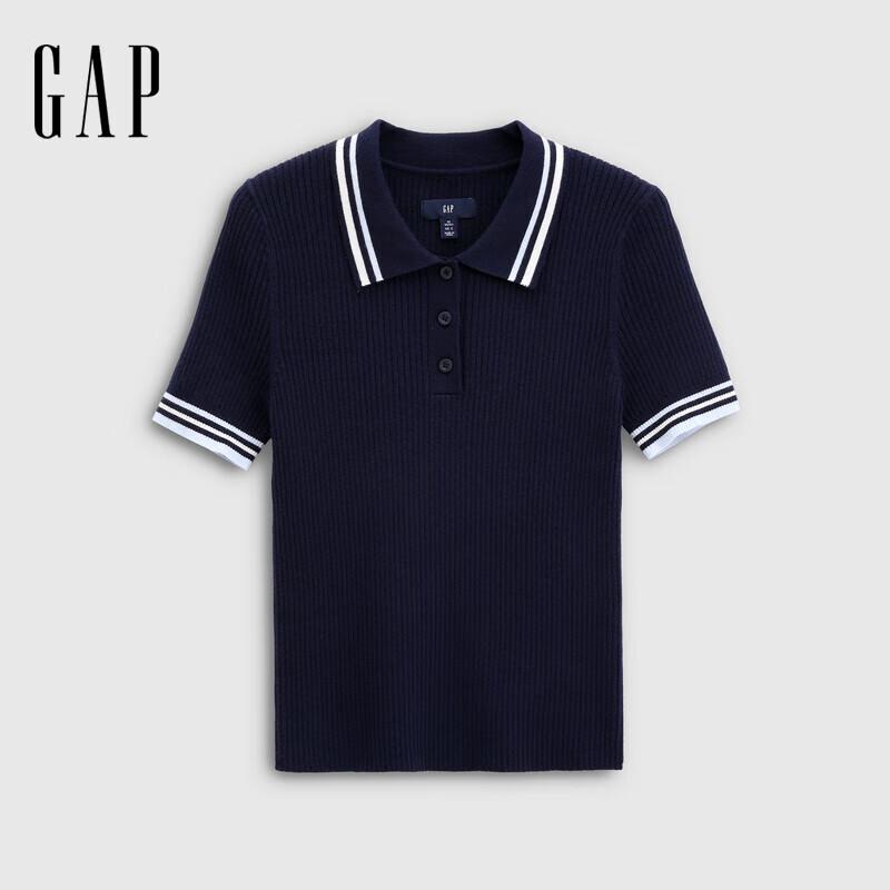 

Женская трикотажная футболка-поло с коротким рукавом Gap 766089, цветная полоска XS