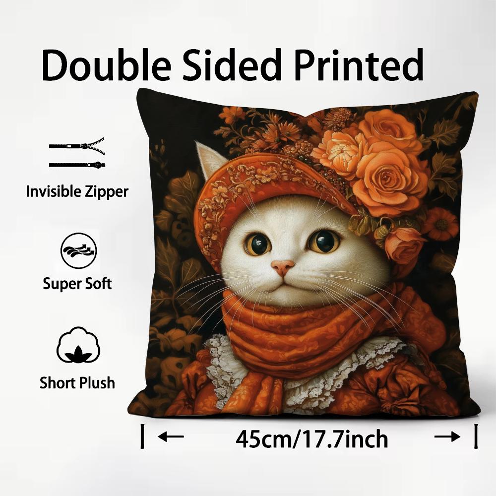Cute Cat Printing Decorative Cushion Cover Pattern Printed Pillowcase for Living Room Sofa Cushion Cover & Bedroom Decor