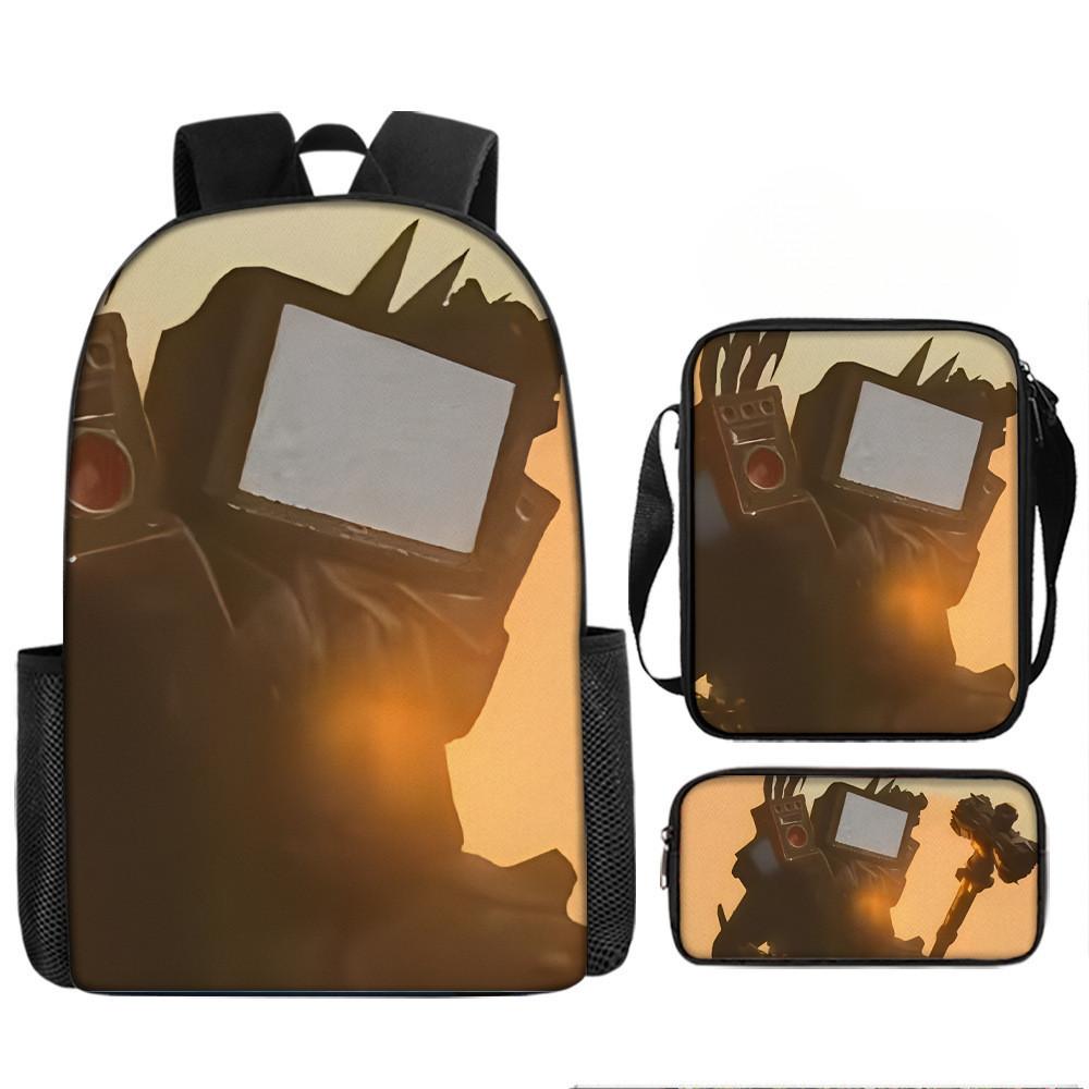Skibidi Cartoon Toilet Printed Backpack Child Schoolbag Shoulder Bag Pencil Bag