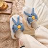 Fashion Women's Plush Slippers Winter Warm Cartoon Bowknot Slippers Closed Toe Non Slip Furry House Shoes Women Indoor Bedroom Slippers