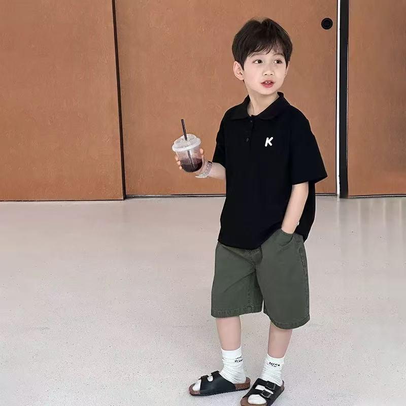 Kids Summer Cotton Polo Shirt Boys Girls Short Sleeve T Shirt Baby Trendy Top