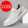 Genuine Leather Shoes Leisure Men Lift Height Increase Insole White Chunky Sneakers Comfortable Breathable Sports Running Shoes