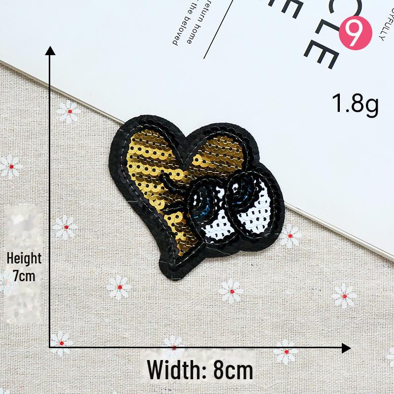 Smiley Face Embroidery Patch Sequin Love Label - Eyes Clothing Decoration.