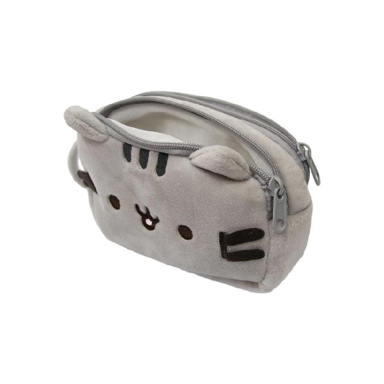 

Chubby Gray Cats stationeries Pouches Secure zippers Soft Fabric Organizers For Home Office Use