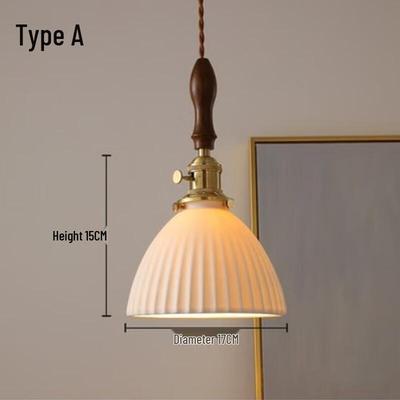 Retro Ceramic & Brass Single-Head Pendant Lamp