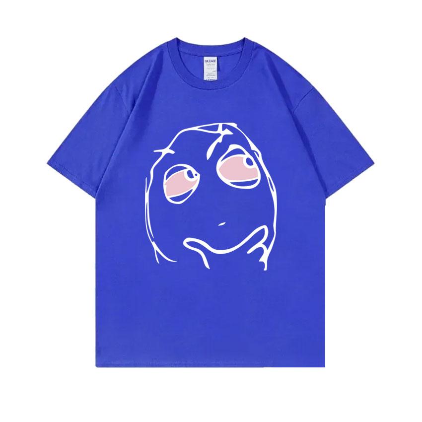 RAGE GUY Funny Meme T Shirt Manga Troll Face Be Me Pensive Red Eyes High Reaction Face T-Shirt Men Women Cotton Oversized Tshirt