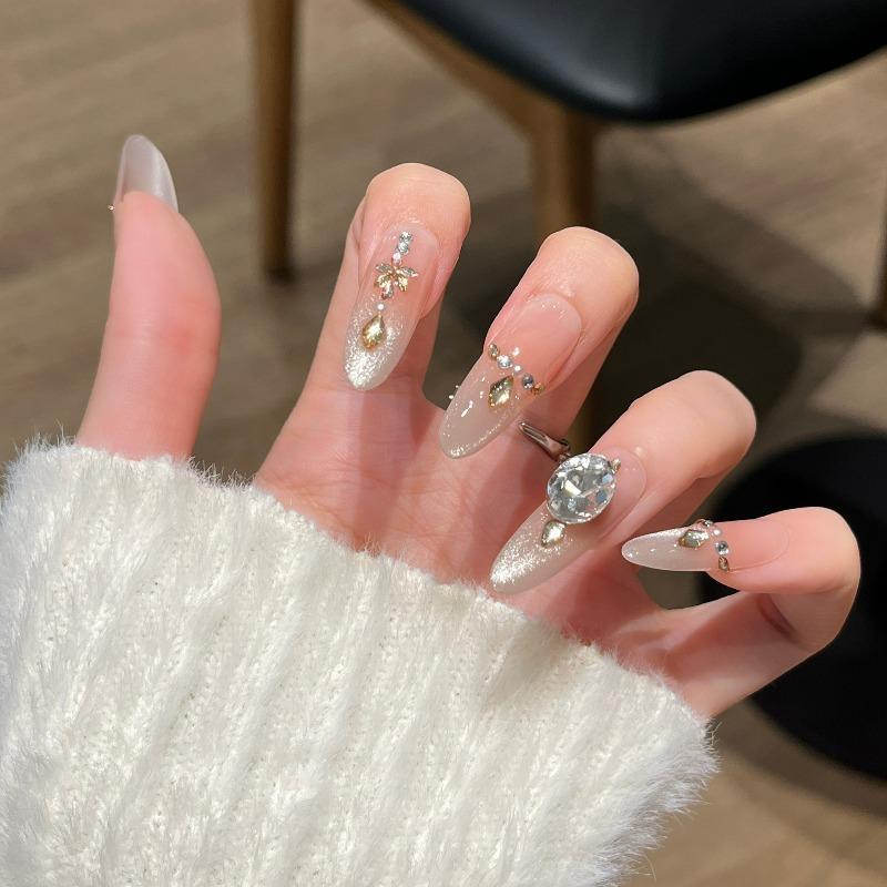 Cat's Eye Wearing Nail Pure Hand-made Nail Piece Fake Nail Wearing Nail Piece Advanced Sense Thin Dog Long