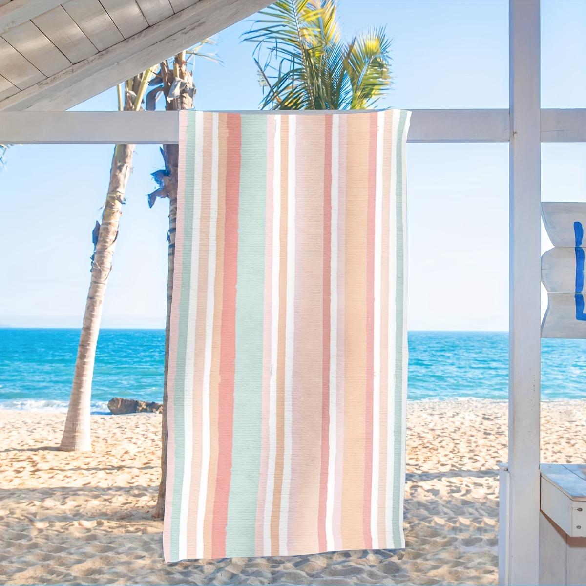 

Colorful Striped Beach Towel, Vibrant Rainbow Pattern Art Quick-Dry Sand-Free Microfiber Bath Towels for Yoga, Swim and Travel W40*H60(CM)