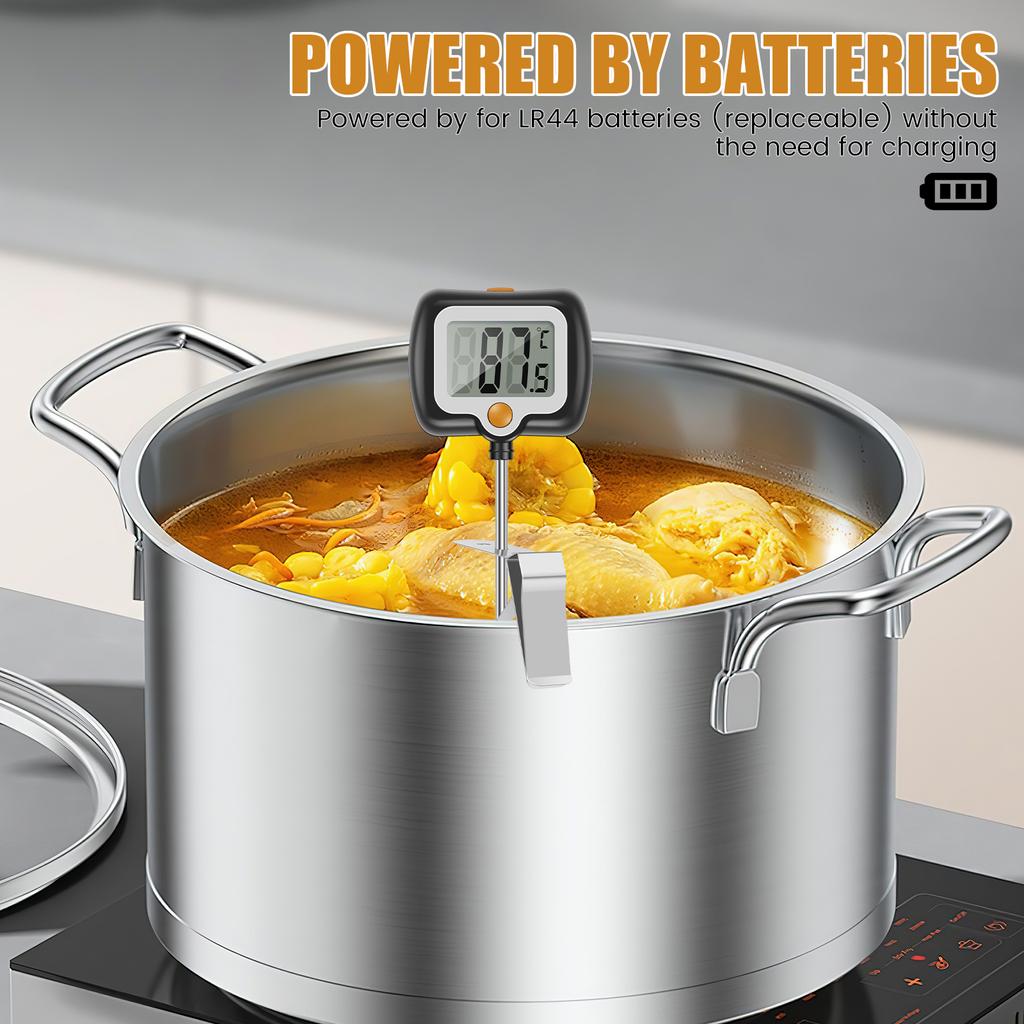 1/2 Pcs Candy Thermometer Deep Fry Oil Thermometer with Pot Clip Food Cooking Kitchen BBQ Thermometers for Frying Candy Making