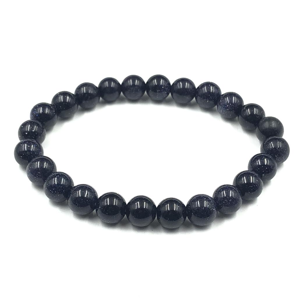 8mm Natural Blue Sunstone Gemstone Round Beads Jewelry Handmade Shining Blue Beads Bracelet 7.5" For Gift RBB-93