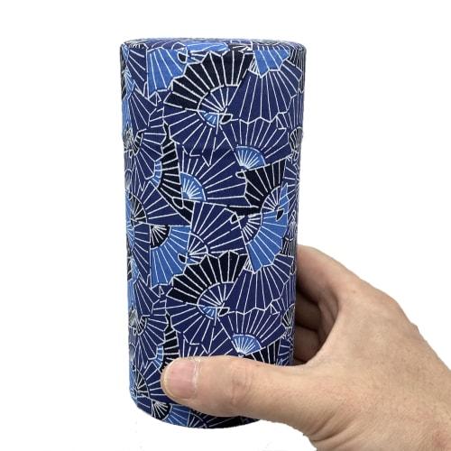 Noguchi Kumataro Tea Garden Tea Caddy, Large Capacity 200g, with Washi Paper and Inner Lid, Indigo Dyed Blue, Made in Japan, Stylish