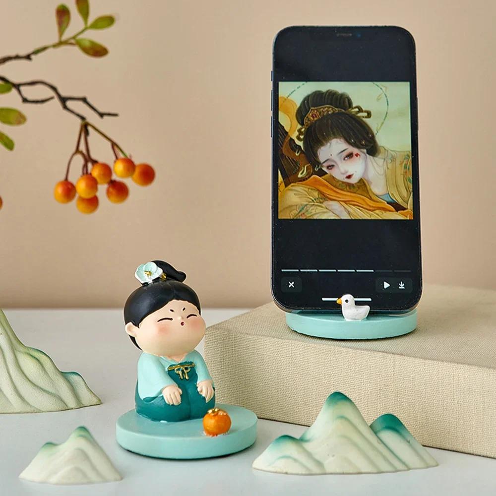 Individualistische Heimdekoration Kreativer Mädchen-Handyhalter Neoklassisches Tischornament Autozubehör Kunstharzhandwerk Geschenk