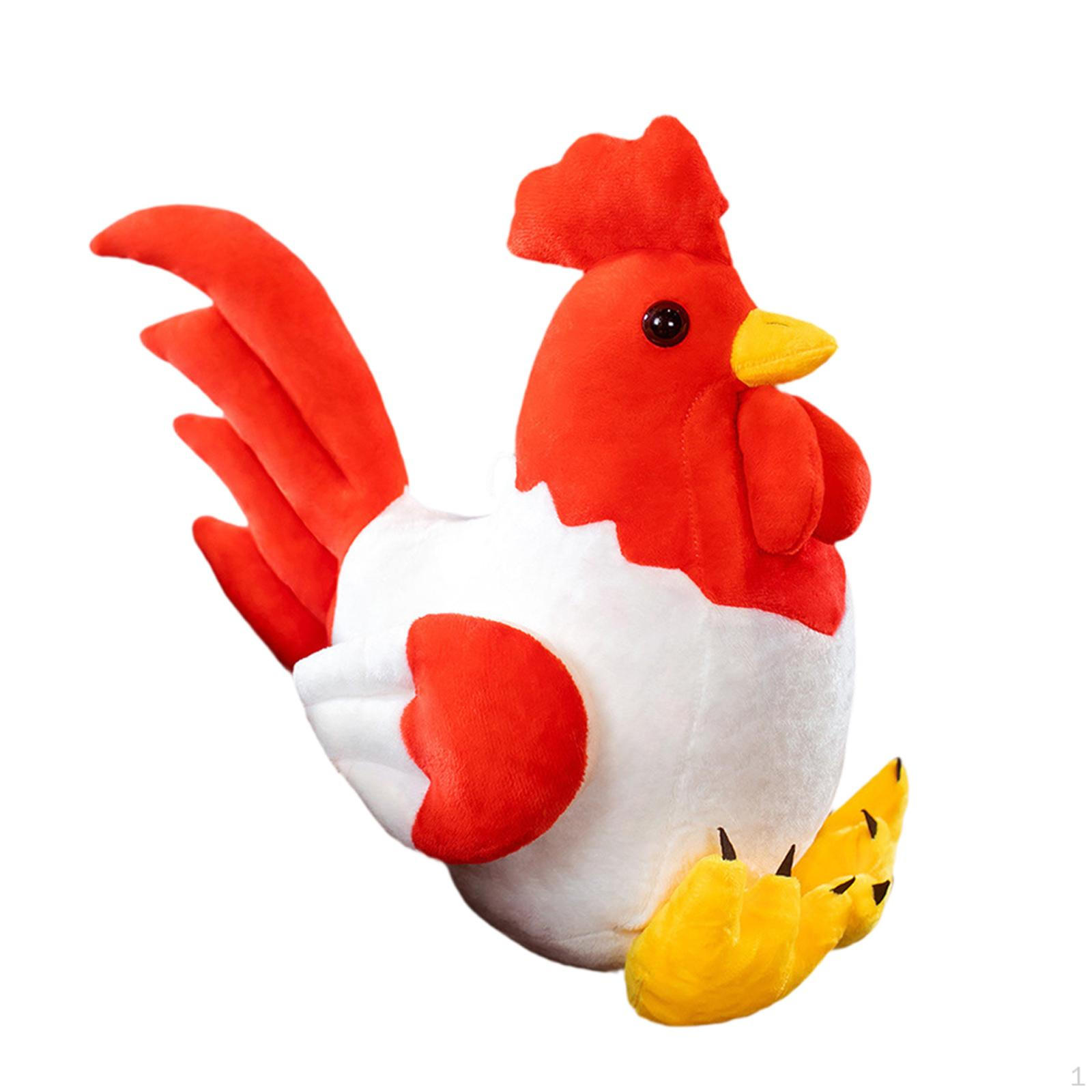 

Chicken Plush Toy Cute Doll for Home Use and Kids Birthday Present Red and White