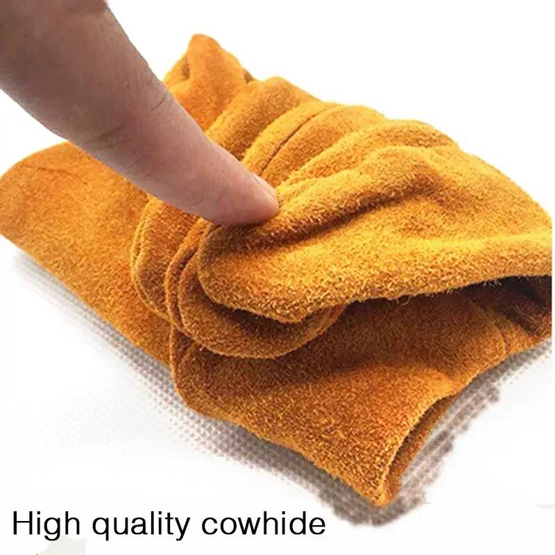 1 pair Men Work Gloves Soft Cowhide Driver Hunting Driving Farm Garden Welding Security Protection Safety Mechanic Glove