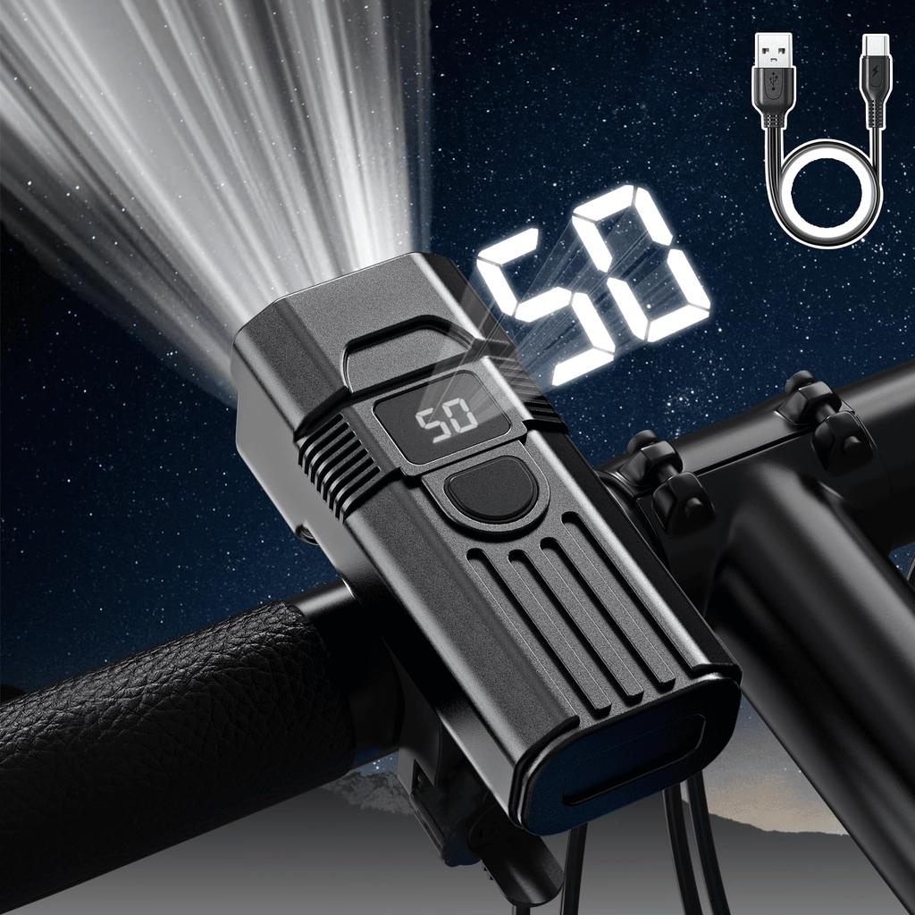 TattiOut Bicycle IP65 Aftermarket Battery Level 5 Lighting PSE TO24BA002 Light, Compact, Powerful, 1000LM, 3000mAh, Rechargeable, Type-C, Waterproof,