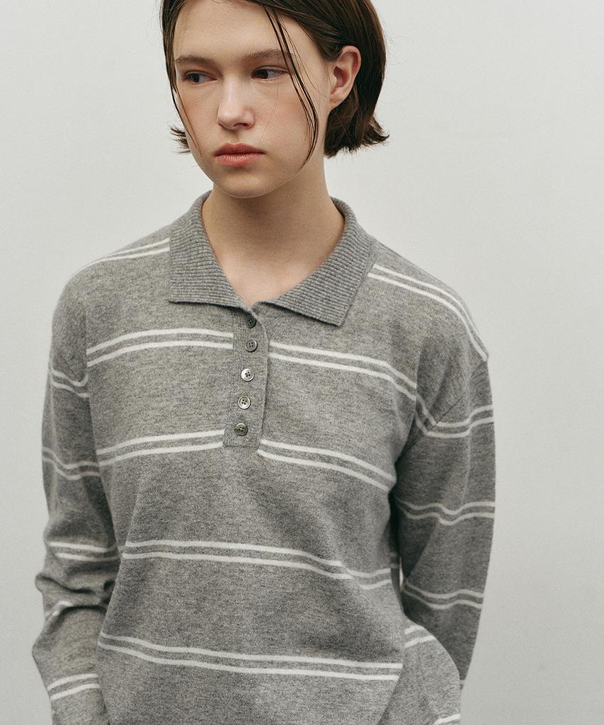 MAKE A TOAST Raccoon V-Neck Pullover Knit Gray Mbefnt004Gr