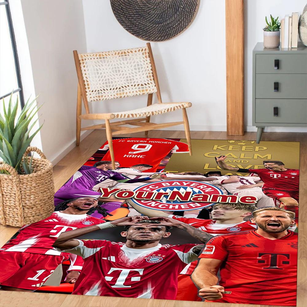 Bayern Munich Customize Your Name Area Rug Perfect for Game Room Study room Foyer Bedrooms Antislip Carpet Anime Office Decor Wedding Party Gift