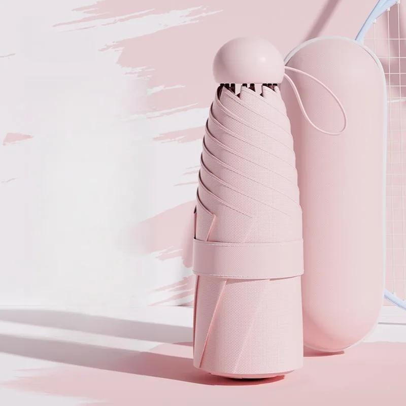Anpassbarer tragbarer Kapselregenschirm Sonnenschirm für Damen und Herren Doppelfunktion für sonnige und regnerische Tage mit UV-Schutz