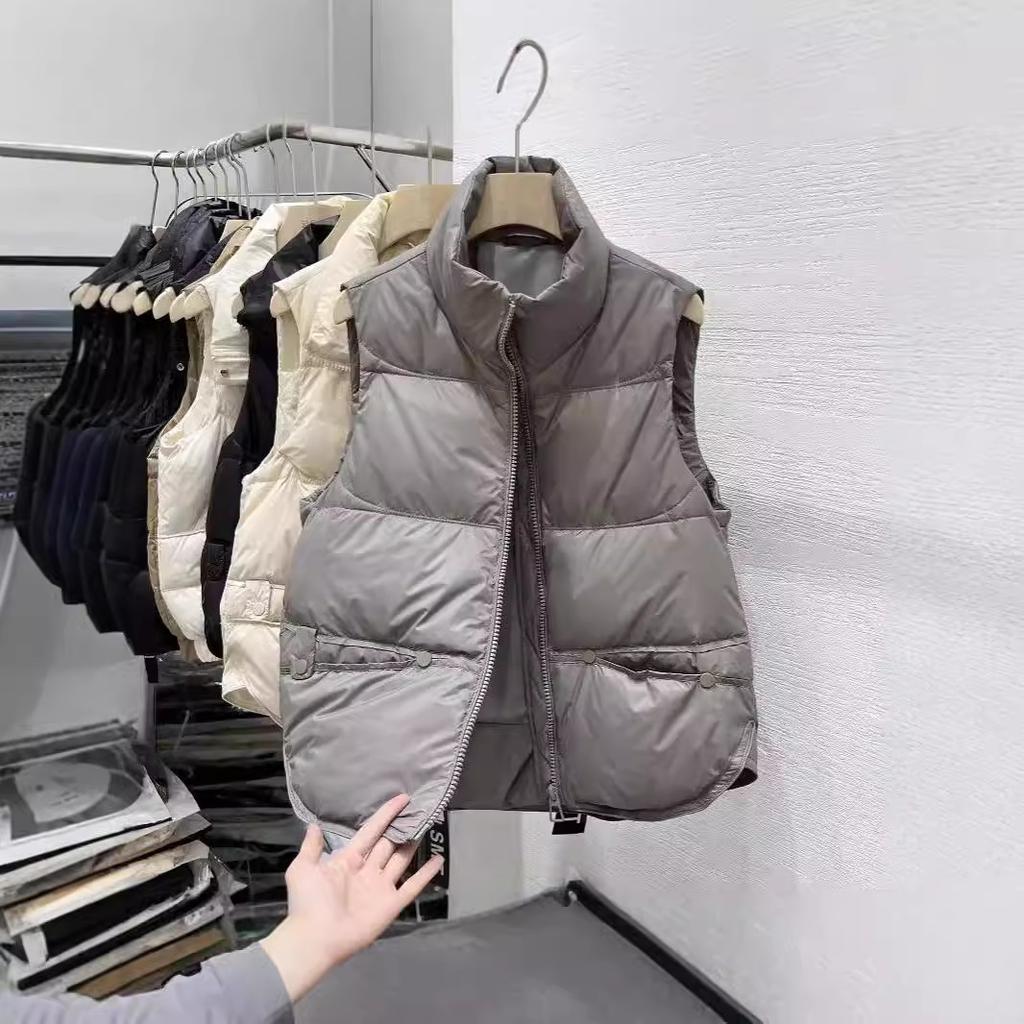 Autumn Stand-up Collar Down Cotton Waistcoat for Small People, All-match Fashion Cotton Waistcoat Waistcoat Jacket Trend