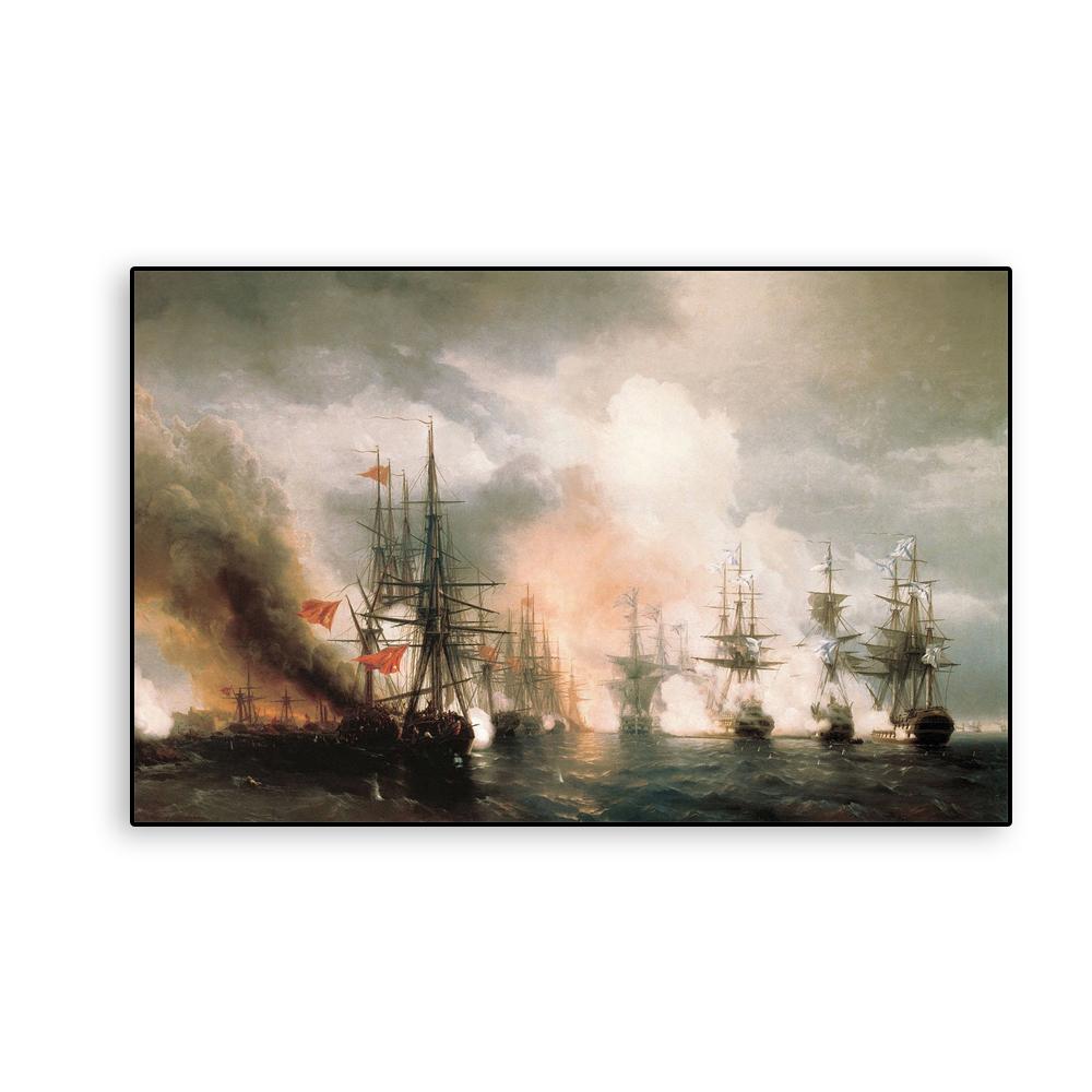 

Вінтажна картина маслом Sinop Fight Prints Плакат Івана Костянтиновича Айвазовського Галерея живопису на полотні Настінне мистецтво Декор кімнати 21x30 No Frame