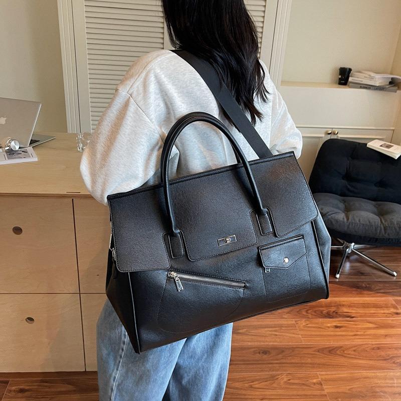 Women's bag Large capacity handbag Textured retro tote bag Women's casual commuting shoulder messenger bag
