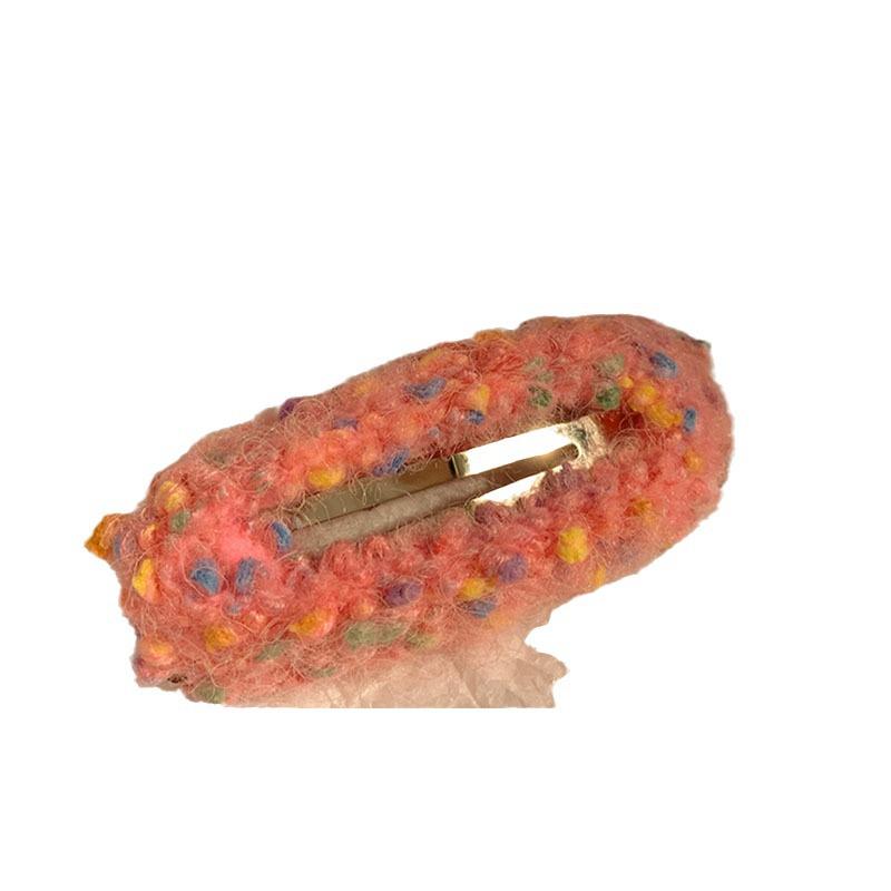 Korean Cute Sugar Bean Plush Hair Clip - Colorful Wool Christmas Hairpin for Women