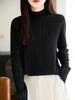 Elegant Ruffled Knit Sweater: Half-High Collar, Warm & Versatile for Autumn/Winter.
