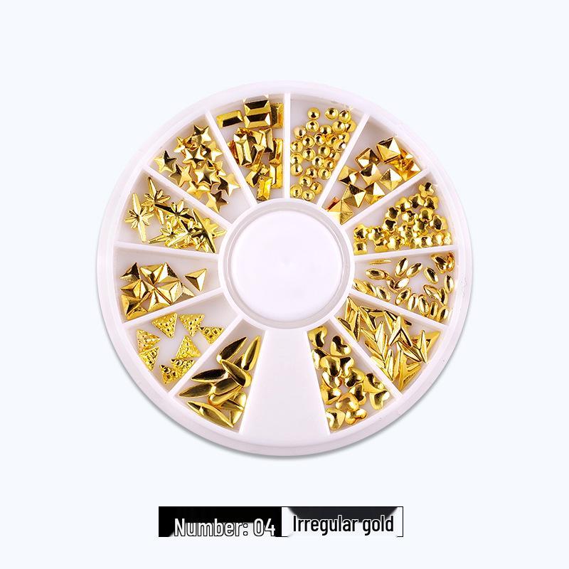 12-Fach-Tablett mit japanischen Nagelkunst-Metallnieten und Strass-Verzierungen