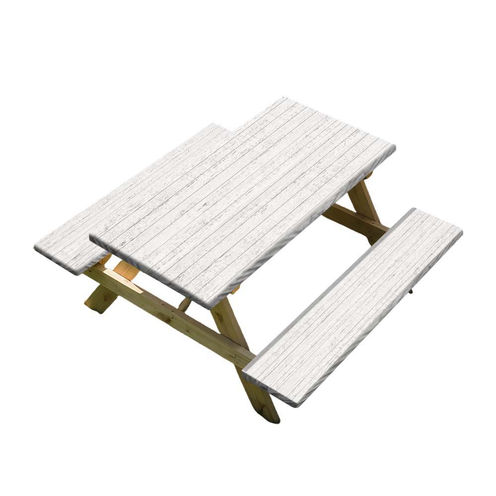Elastic Wood Grain Outdoor Table and Chairs Cover Set (3-Piece)