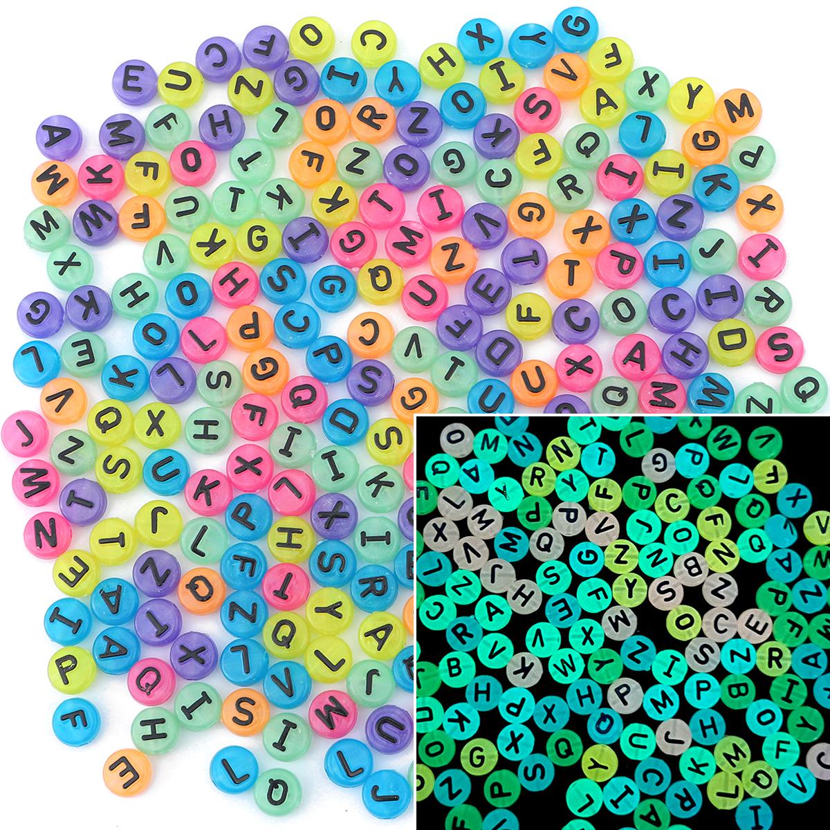 

100 шт. светящиеся бусины с надписью «Любовь» Алфавит акриловые разнесенные бусины для изготовления ювелирных изделий DIY Подвески браслет ожерелье