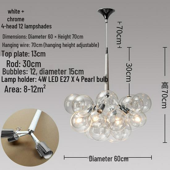 Nordic Romantic Bubble Lamp - Creative Glass Pendant for Children's Room, Living Room, or Restaurant.