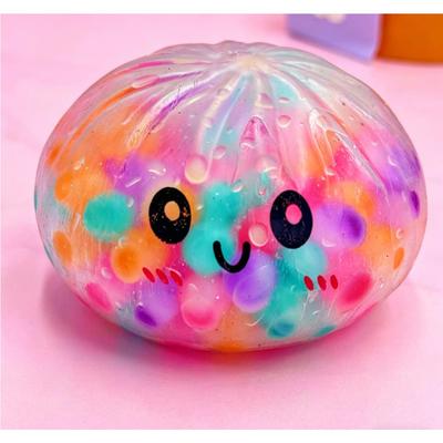 Bunter Blasen-Knödel zum Quetschen mit Dampfgarer, weicher TPR-Teigball, Dekompressions-Fidget-Spielzeug, lustiges kreatives Brötchen-Geschenk