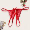 Women T-back Low Waist Open Crotch Hollow Out See-through Lace Seductive Solid Color One Size Lady Thong for Valentine's Day