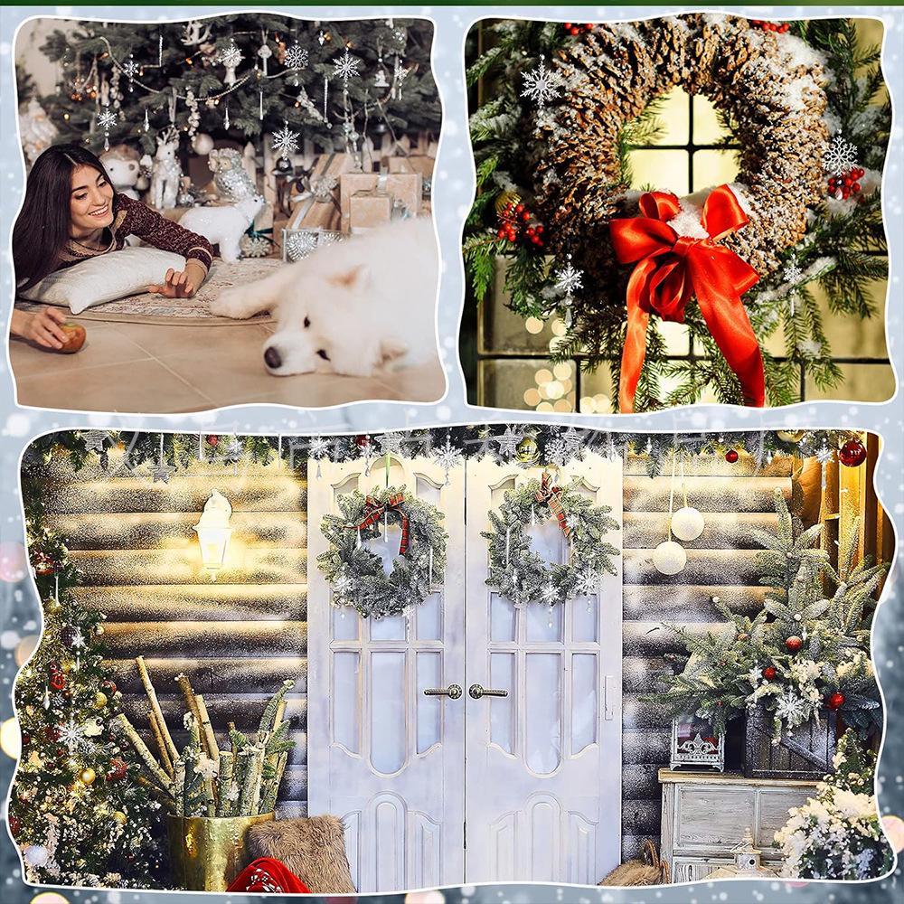 20pcs Transparent Crystal Snowflake Icicle Ornaments - Hanging Acrylic Drops for Christmas