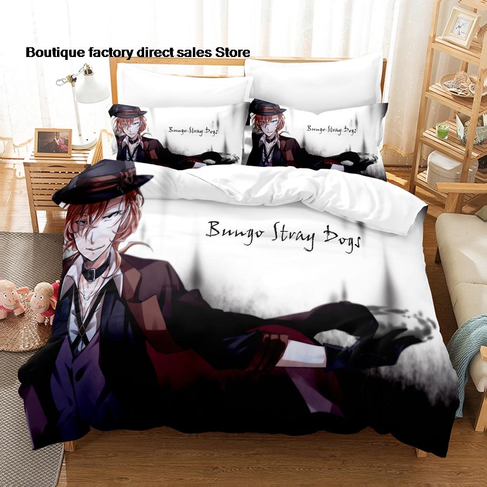 Anime Bungo Stray Dogs Bedding Set Single Twin Full Queen King Size Bed Set Kids Bedroom Duvetcover Sets Bed Sheet Set