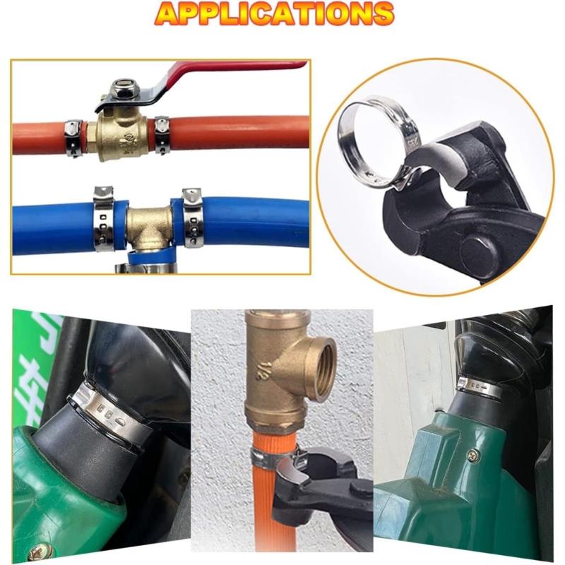 Practical Sturdy Stainless Steel Hose Clamp Set 100Pieces Assorted Size Accessory for Secure Piping Connection