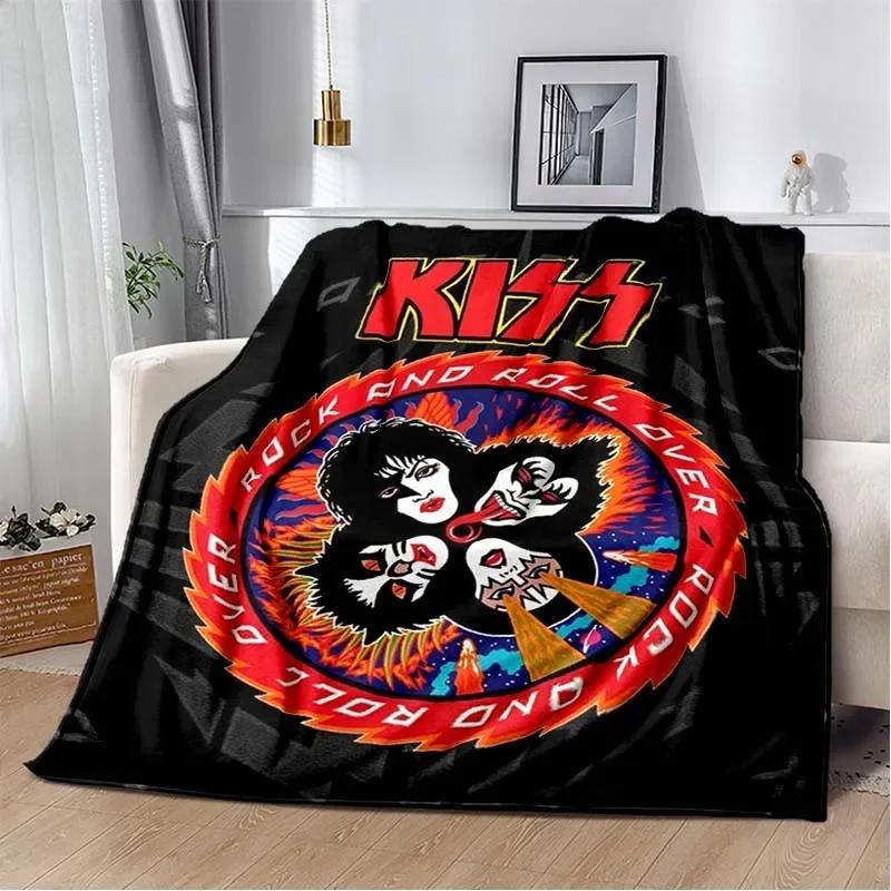 KISS Band Pattern Throw Blanket Light Weight Blanket for Living Room Bedroom Kidsroom Warm Blanket Christmas Gift