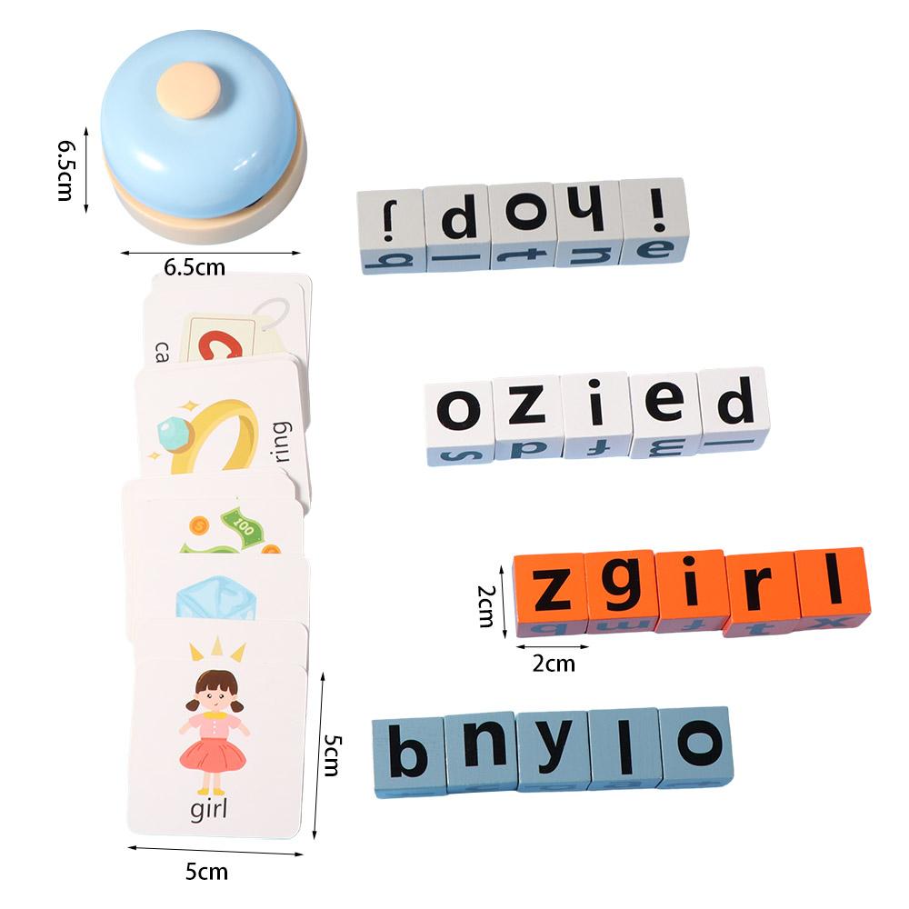Flash Cards Alphabet Spelling Game Word Spelling Game Baby Learning Cards Letter Spelling Block Wooden Matching Game Puzzle Game